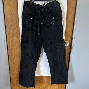 Free People Black Cargo Flare Pants